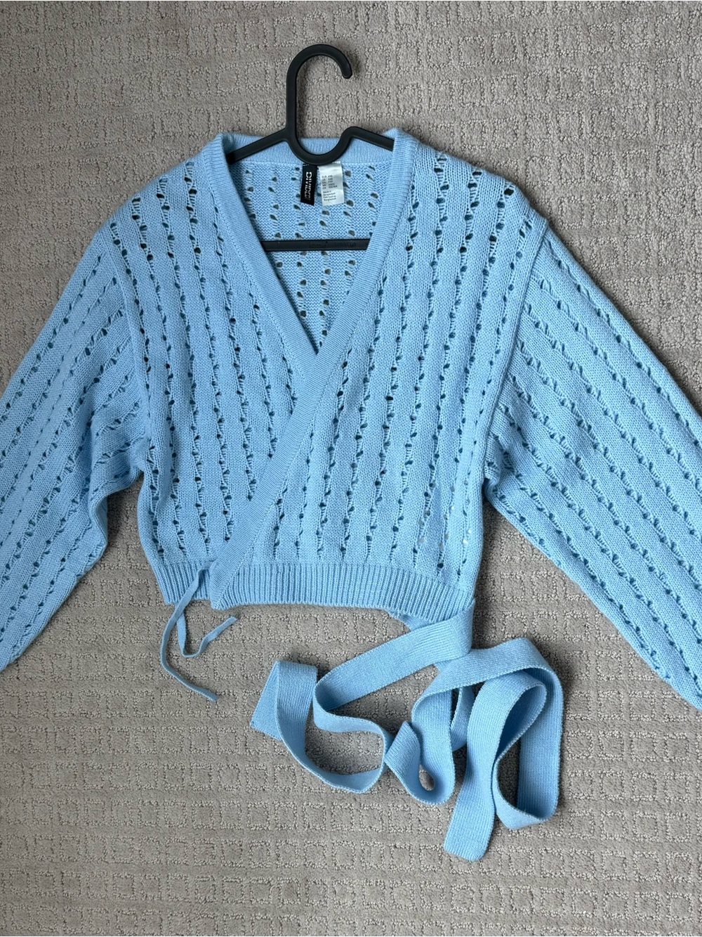 Light Blue Wrap Knit Sweater